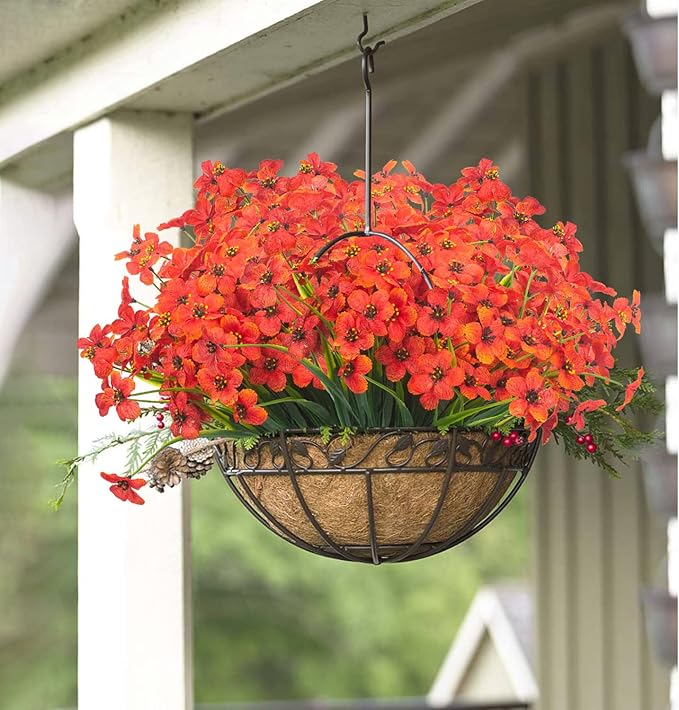 20 Bundles Artificial Flowers, Outdoor Indoor UV Resistant Fake Flowers No Fade Faux Plastic Plants Garden Porch Window Box Decoration