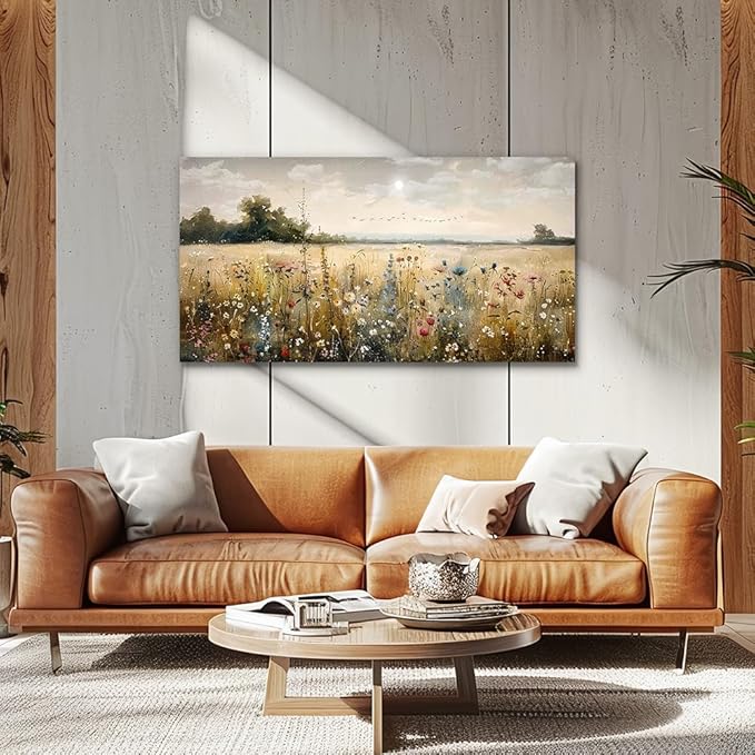 Wapluam Framed Wall Decor For Living Room Canvas Prints Wall Art Bedroom Office Decoration Vintage Abstract Painting Rural Natural Landscape Artwork Pictures Ready To Hang Farmhouse Large Home Decor