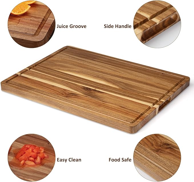 Garvee Extra Large Cutting Board for Kitchen, 24" x 18" Acacia Wood Thick Chooping Board with Deep Juice Groove, Large Butcher Block for Meat Fruits Vegetables Turkey