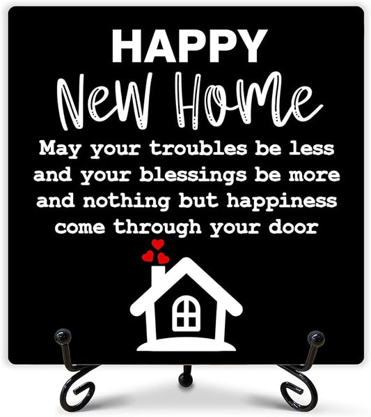 Housewarming Gifts, New Home New Adventure Memories Welcome Home Decorations, Best Gift Ideas for Family Couple, 5 x 5 Inches Living Room Bedroom Kitchen Bathroom Decor-072