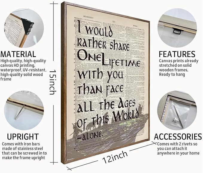 Lord of the Rings Framed Poster - 'I Would Rather Share One Lifetime - Arwen', LOTR Birthday Decor, 12x15