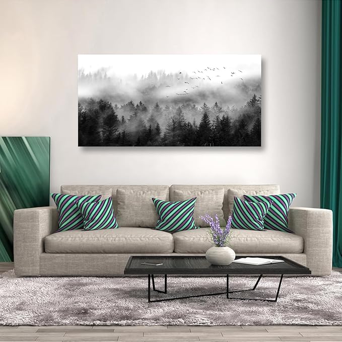 Canvas Wall Art for Living Room Black Bedroom Office Large Landscape Cloud Fog Forest Wall Art Kitchen Nature Pictures Modern Wall Decor Mural Paintings Artwork 20 * 40inch
