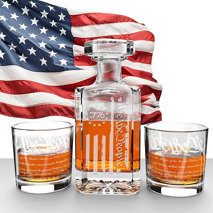 FURSARCAR Retired Gifts for Men Dad, Whiskey Decanter Set with 2 Glasses, Cool Fathers Birthday Present from Daughter Son, Christmas Retirement Gift Liquor Decanter Sets for Man