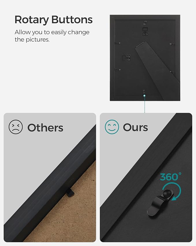 SONGMICS Picture Frames, Collage Picture Frames Set of 10, Two 8x10, Four 5x7, Four 4x6, Photo Frame for Wall Gallery Decor, Table Display, Glass, Ink Black URPF10B