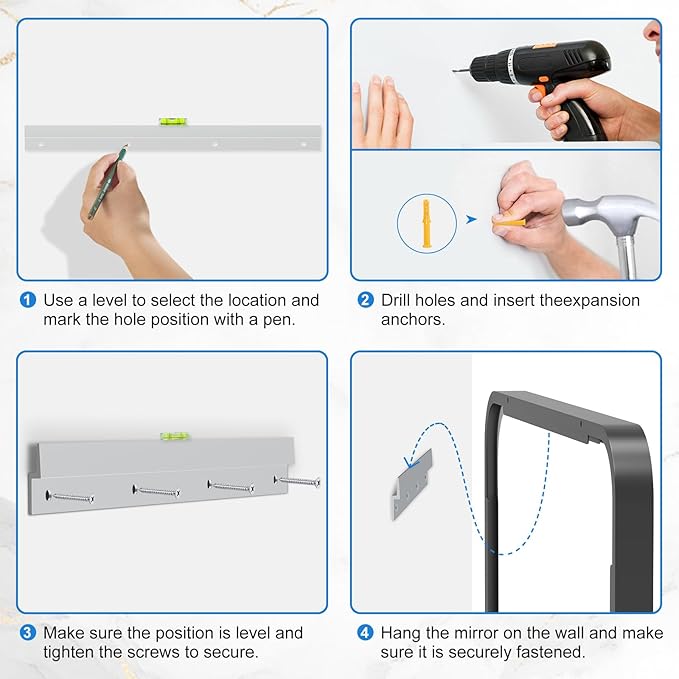 Black Bathroom Mirror for Over Sink, 24" x 36" Framed Rectargular Wall-Mounted Bathroom Mirrors for Vanity, Decorative, Farmhouse, Restroom, Horizontally or Vertically Hanging