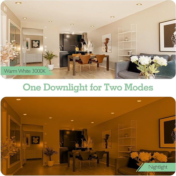 Soliseed 5/6 Inch LED Can Lights with Night Light,3000K Retrofit Recessed Lighting,12W=60W,800LM,Dimmable LED Replacement,Easy Retrofit Downlight Install,E26, Bevle Trim,6 Pack