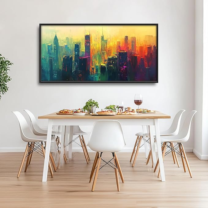 Framed Large Wall Art for Living Room, New York City Canvas Wall Decor, Large Cityscape Picture Framed Painting, Modern Artwork for Bedroom Office 60L'' × 30W''