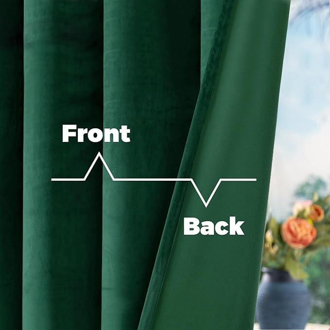 BGment Emerald Velvet Curtains 90 Inch for Bedroom, Thermal Insulated Room Darkening Curtains Privacy Panels with Back Tab and Rod Pocket for Christmas/Living Room, Set of 2 Panels, 52 x 90 Inch