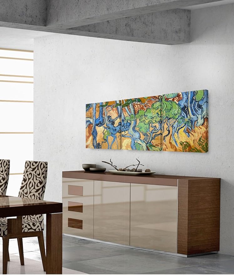 DECORARTS - Tree Roots (3 Piece Set), Vincent Van Gogh Art Reproduction. Giclee Canvas Prints Wall Art for Home Decor. 16x20, 3pcs/set