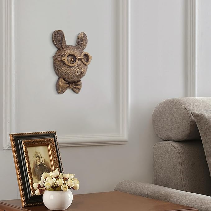 UITWMKTG Gold Animal Head Wall Decor Wall Sculpture Home Decor Statue for Living Room Office Bedroom Modern Decor for Men Women Rat