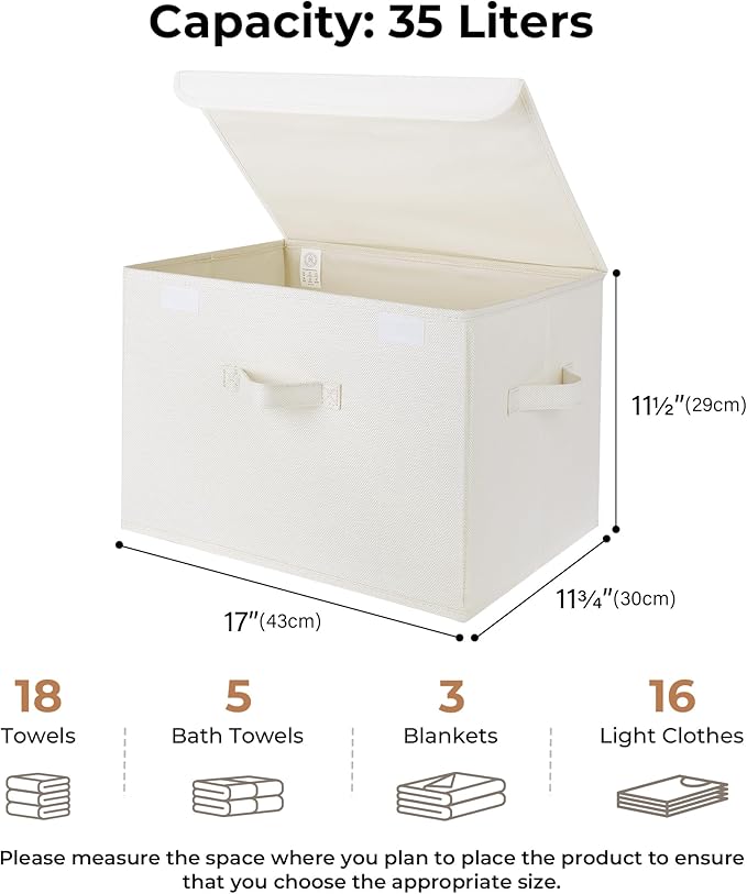 GRANNY SAYS Storage Boxes with Lids, Large Storage Bins with Lids, Decorative Box, Shelves Baskets, Clothes Storage and Organization, 2-Pack