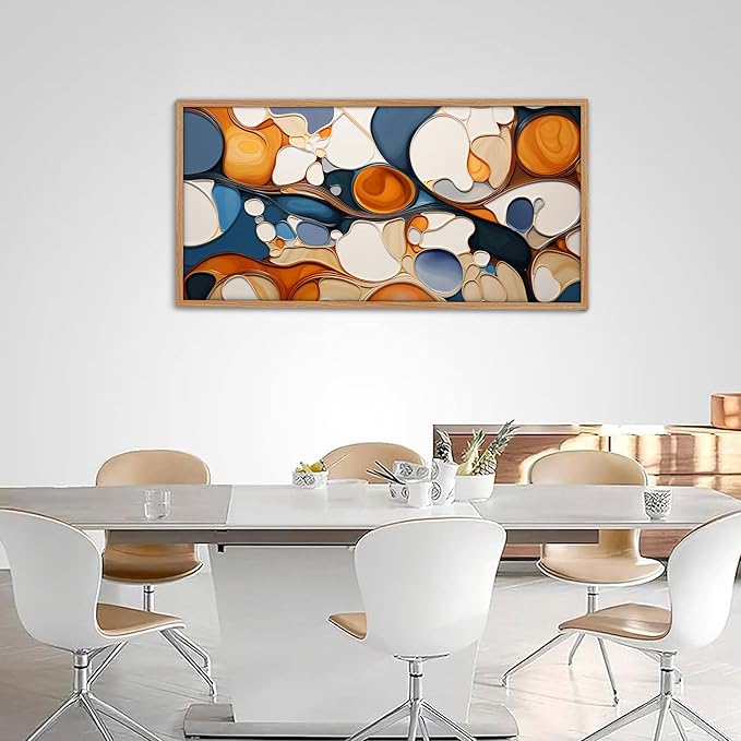 Modern Large Abstract Wall Art - Framed Decor for Living Room, Bedroom - Colorful Artwork, Aesthetic Room Decorations, Oil Painting