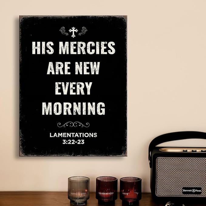 Ploceiny Christian Wall Art His Mercies Are New Every Morning 3:22-23 - Bible Verse Print for Bedroom, Living Room, Office & Prayer Room - Farmhouse Style wall art.A-429