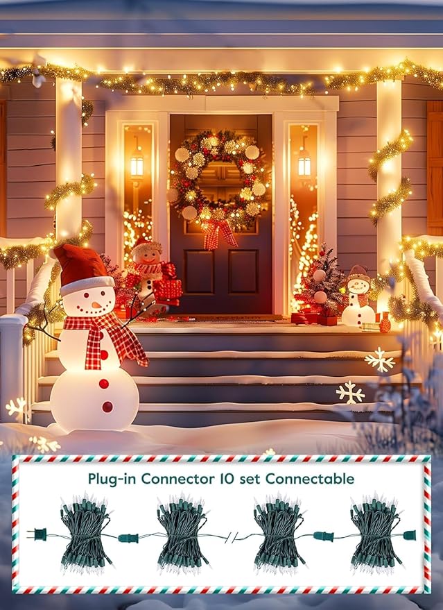 4Pack Christmas String Lights 50 Count 12 Feet Incandescent Bulb Mini Lights for Indoor Xmas Tree Garland Birthday Wedding Party Festival Decoration, Green Wire