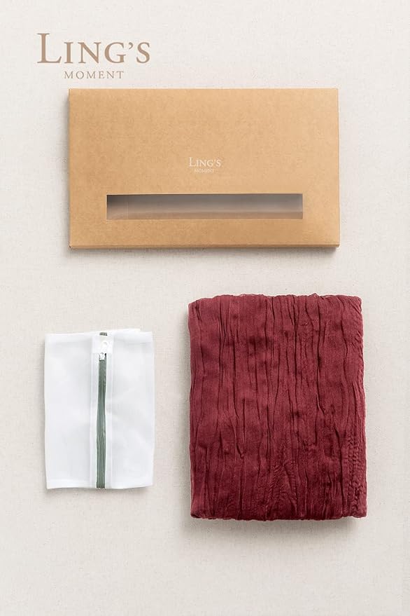 Ling's moment 14Ft Burgundy Cheesecloth Table Runner - Maroon Gauze Semi-Sheer Dark Red Garnet Cranberry Tablecloth for Wedding Party Boho Table Decor