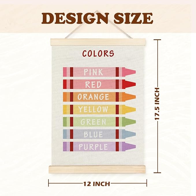 Supwhd Shapes Colors Posters for Classroom Wall, Shapes Colors Learning Poster Hanger Frame Wall Decor for Classroom Nursery Kids Room Playroom Preschool Decor, 12x16 Set of 2（Red）