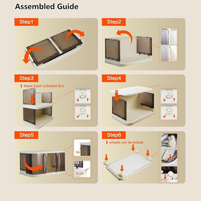 217Qt Plastic Storage Bins with Lid, Stackable Storage Bins with Wheels & Sliding Door, Collapsible Storage Box for Closet Organizers and Storage Box for Home and Office, Coffee, 4 Pack