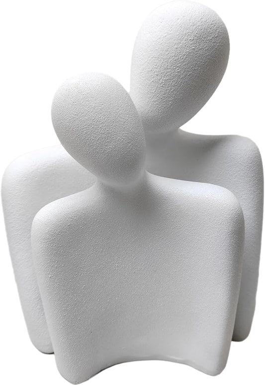 Couple Sculptures for Home Decor,Hugging Figurines,Modern Romantic Sculptures for Living Room Bedroom Office Decor,Gift for Anniversary Valentine（White）