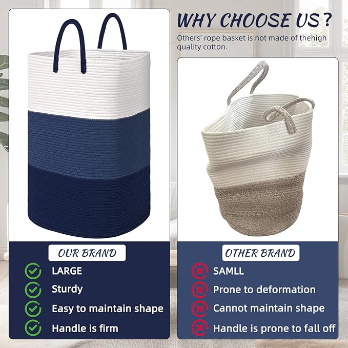 Woven Laundry Basket for Clothes,100 L Large Rectangle Laundry Hampers with Beads Tassel, Nursery Storage Basket for Toys, Tall Dirty Clothes Hamper for Bedroom Aesthetic, Laundry Room Organization