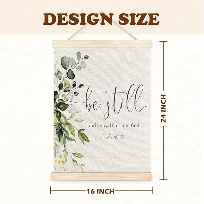 Supwhd Christian Wall Decor for Bedroom Living Room Office, Be Still and Know That I am God Psalm 46 Christian Wall Art Framed, 16x24