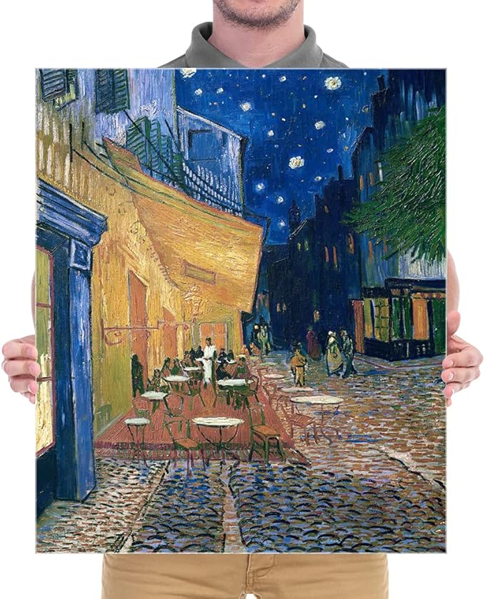 Wieco Art Cafe Terrace at Night Large Modern Giclee Canvas Prints Vincent Van Gogh Artwork Oil Paintings Reproduction Landscape Picture Photo Printed on Canvas Wall Art for Living Room Decorations