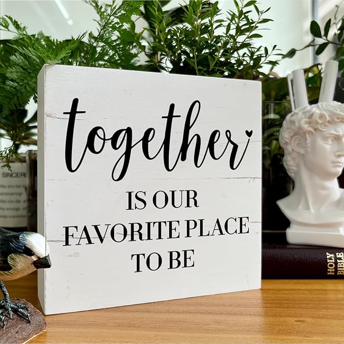 Home Decor Sign, Together is Our Favorite Place To Be Sign, Box Sign Tabletop Decor, White Wooden Box Sign, Family Decor, Bedroom Decor, Living Room Decor, Dining Room Decor, Gift for Her