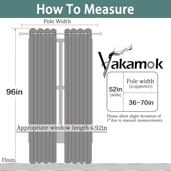 Yakamok 2 Thick Layers Completely Blackout Window Treatment Thermal Insulated Noise Reducing Drapes for Living Room(52Wx96L, Aqua, 2 Panels)