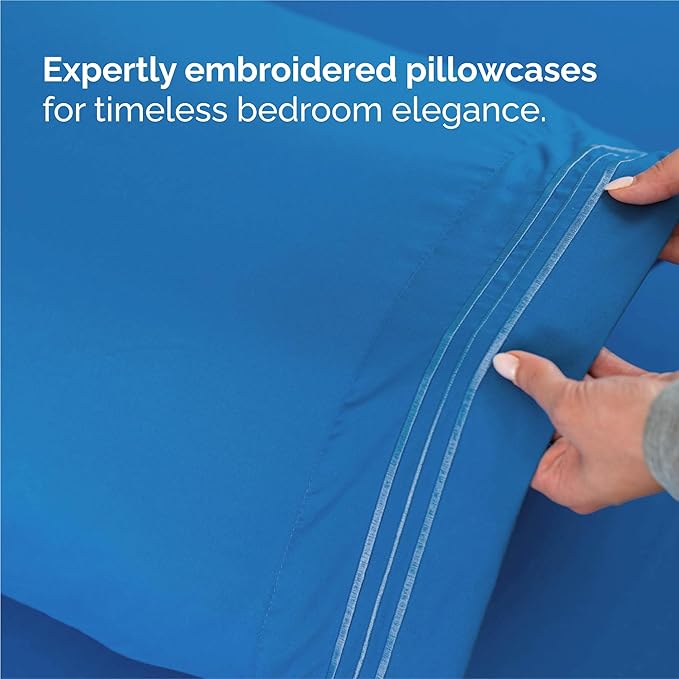 Split King Size 5 Piece Sheet Set - Comfy Breathable & Cooling Bed Sheets Set - Hotel Luxury Bedding for Women, Men, Kids, Teens, Boys & Girls - Deep Pockets and Wrinkle Free - Oeko-Tex - Royal Blue