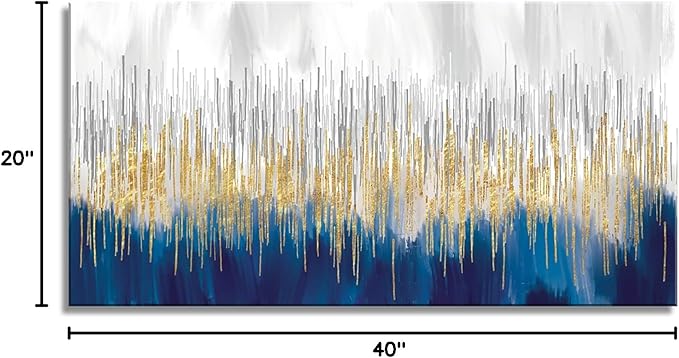 XXMWallArt FC3150 Abstract Wall Art Gold and Blue Canvas painting Artwork Painting Print for Living Room Bedroom Kitchen Home and Office Wall Decor