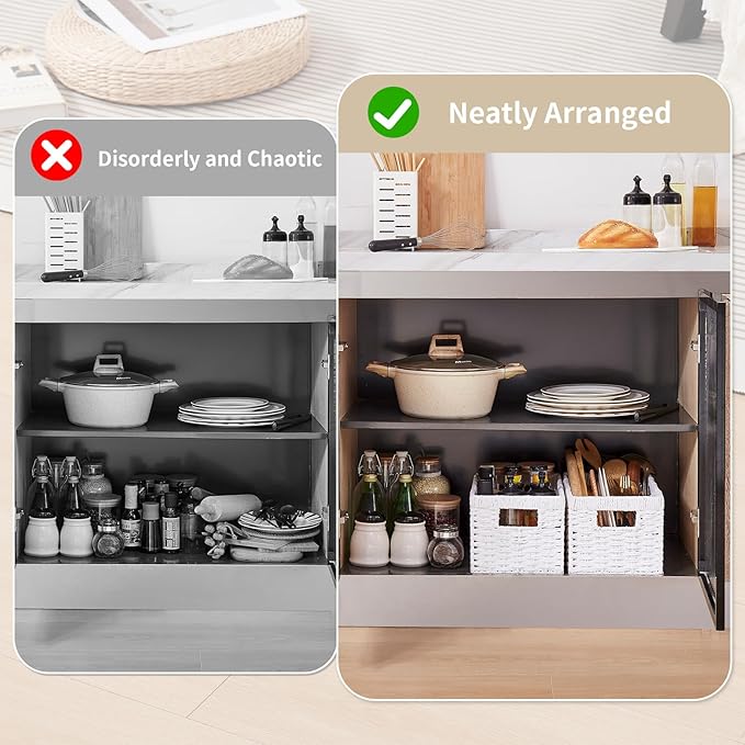 OIAHOMY Wicker Baskets, Paper Rope Storage Baskets for Organizing with Built-in Handles, 2 Packs-Brown