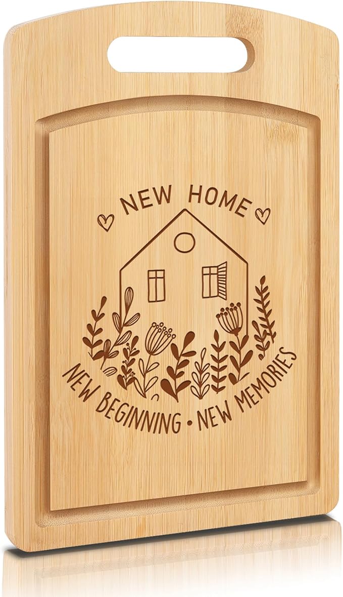 Joeyan House Warming Gifts New Home, Personalized House Warming Gifts, New Home Gift Idea for Women Men Homeowner Hostess, New House First Apartment Essentials, New Home New Memories Cutting Board