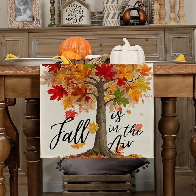 GEEORY Fall Table Runner 13 x 60 Inch, Maple Leaves Autumn Farmhouse Decor for Thanksgiving & Holiday Parties – Kitchen, Dining Table, Indoor/Outdoor GT156-60