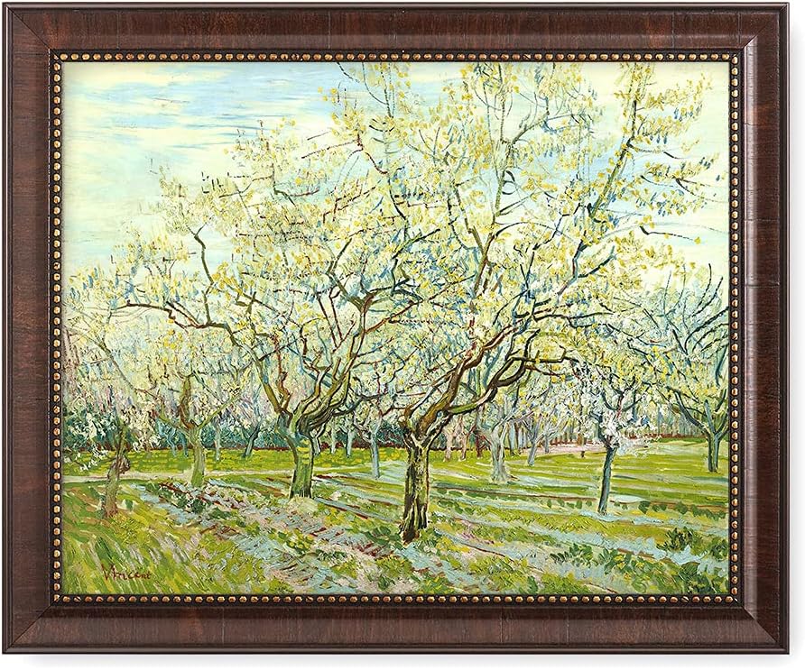 DECORARTS - The White Orchard - Vincent Van Gogh Giclee Prints w/Antique Brown Frame for Wall Decor. Picture Size: 20x16, Total Size w/Frame: 23x19