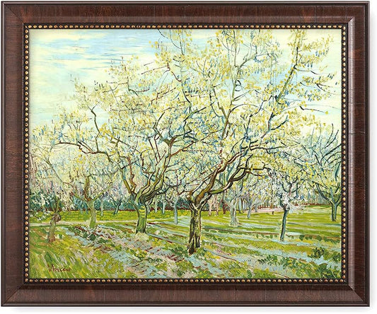 DECORARTS - The White Orchard - Vincent Van Gogh Giclee Prints w/Antique Brown Frame for Wall Decor. Picture Size: 20x16, Total Size w/Frame: 23x19