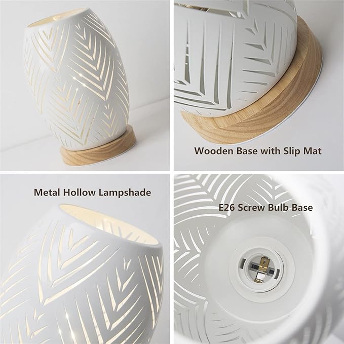 OuXean Modern Table Lamp, E26 60W Night Light Metal Hollow Table lamp for Bedroom Living Room Home Decor Office Restaurant Bar (Without Bulb)