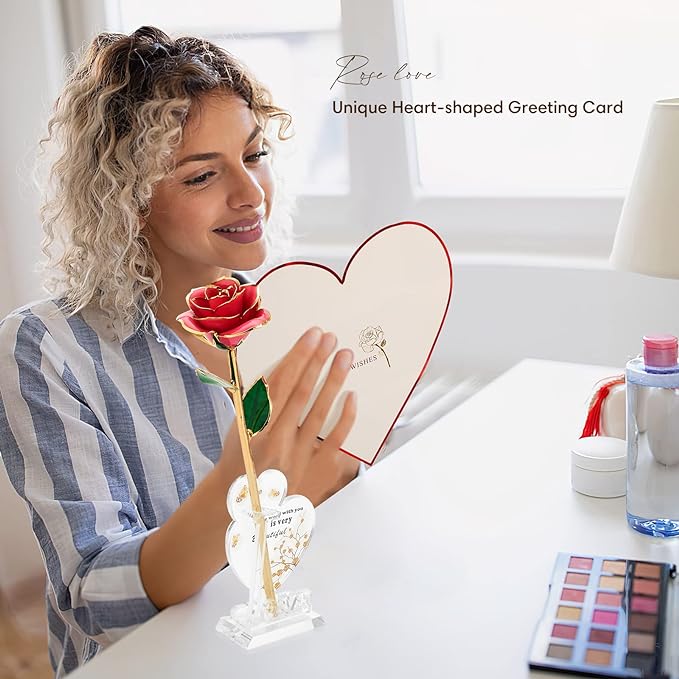 Gold Dipped Infinity Rose Last Forever Flower Decor, Birthday Gift for Women in Her Birthday Mothers Day, Resin Preserved Rose | Anniversary Present for Mom (Pink)