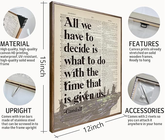 Lord of the Rings Poster, LOTR Gifts, Framed LOTR Poster, Gift for LOTR Decor, All We Have to Decide is What to Do With The Time That is Given Us - Gandalf, LOTR Merch, LOTR Birthday Decor 12x15