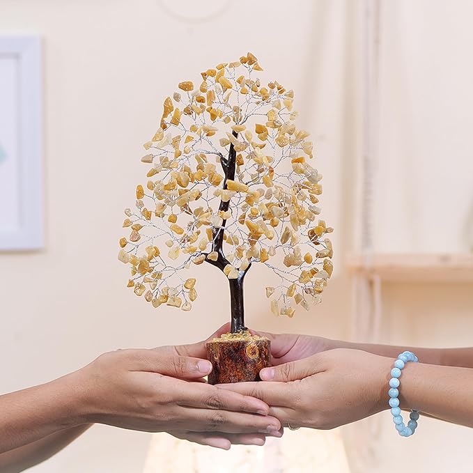 Yellow Aventurine Stone Money Tree | Tree of Life | Energy Healing Stones | Feng Shui Bonsai | Reiki Crystal Healing | Good Luck | Chakra Tree | Spiritual | Crystal Gifts | Office Home Decor