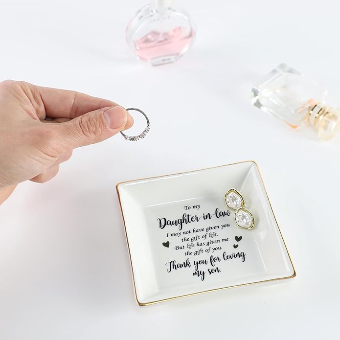 HOME SMILE Ceramic Ring Dish Jewelry Tray for Mom Sister Friends