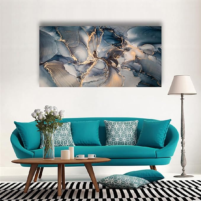Color block Abstract Marble Grain Pictures Canvas Wall Art for Living room Bedroom Wall Decor,Smart Line Wall Art Print Paitnings for home Decor,Morden Artwork Full of Imagination Line Drawing Canvas