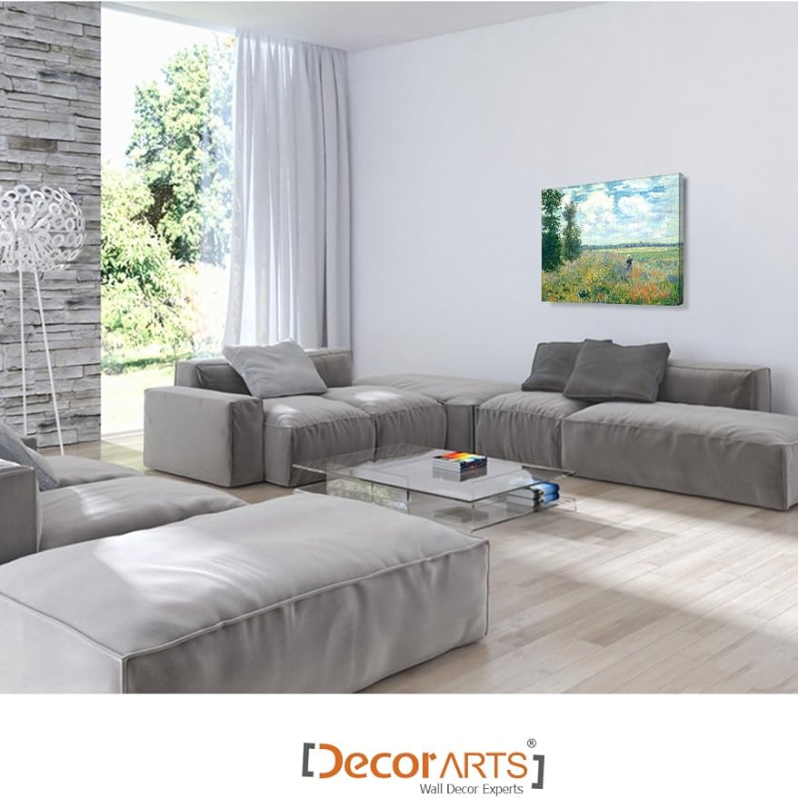 DECORARTS - Poppy Fields near Argenteuil, Claude Monet Art Reproduction. Giclee Canvas Prints Wall Art for Home Decor 24x20