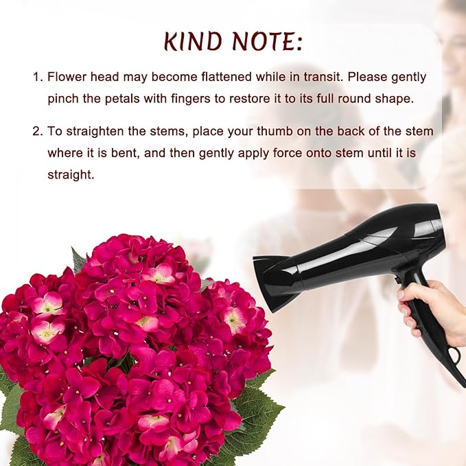 Rose Red Hydrangea Artificial Flowers Large Artificial Hydrangeas Silk Flowers for Home Decor Indoor Wedding Flowers Bouquets Faux Flowers Kitchen Centerpiece Table Decorations