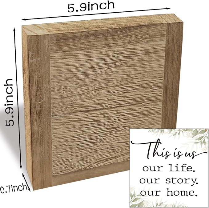 This Is Us Our Life Our Story Our Home Desktop Decor, Farmhouse Wood Box Decor Plaques, Iving Room Inspiration Wood Box Sign, Rustic Farmhouse Living Home Decoration