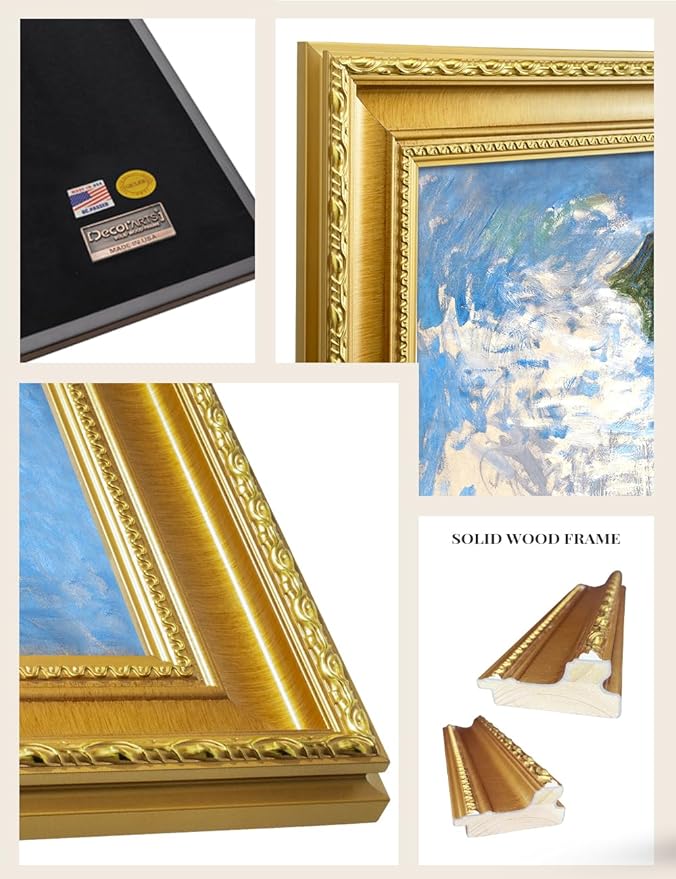 DECORARTS - Claude Monet Woman With A Parasol Giclee Print with Gold Solid Wood Frame, Impressionist Large Framed Wall Art, Ready to Hang, Framed Size 28.75x34.75, Made in USA