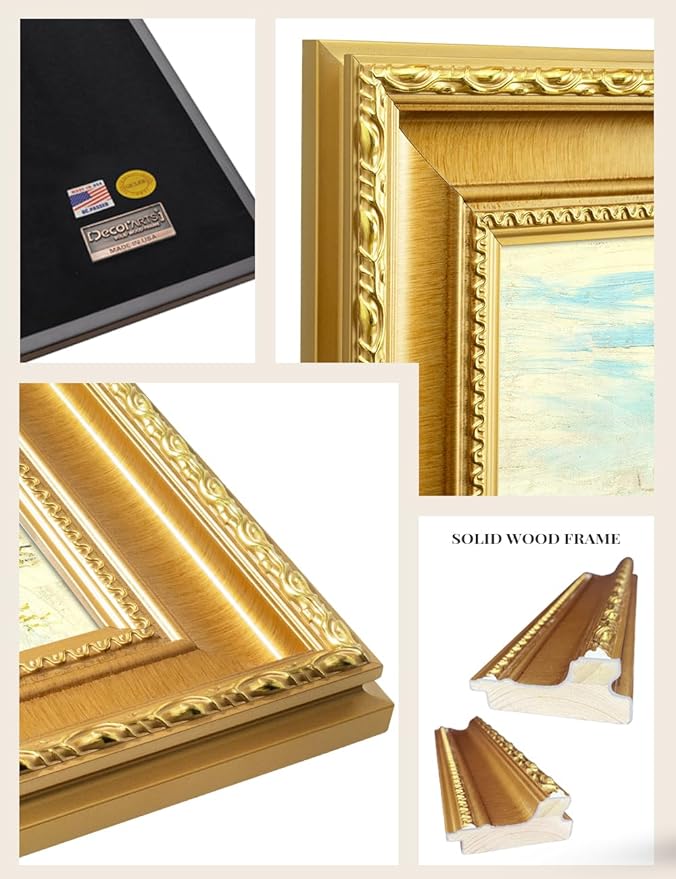 DECORARTS - Vincent van Gogh's The White Orchard. Museum-Quality Giclee Print on Cotton Canvas, Gold Solid Wood Frame, Framed Size: 34.75x28.75 in, Made in USA