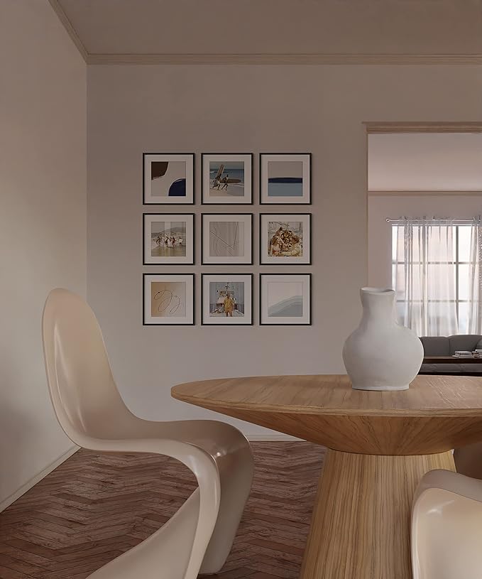 HAUS AND HUES Set of 25 16x16 Picture Frames - Black Square Gallery Wall Frames, 16 x 16 Frame with Oak Wood and Plexiglass, Perfect for Artwork and Photos