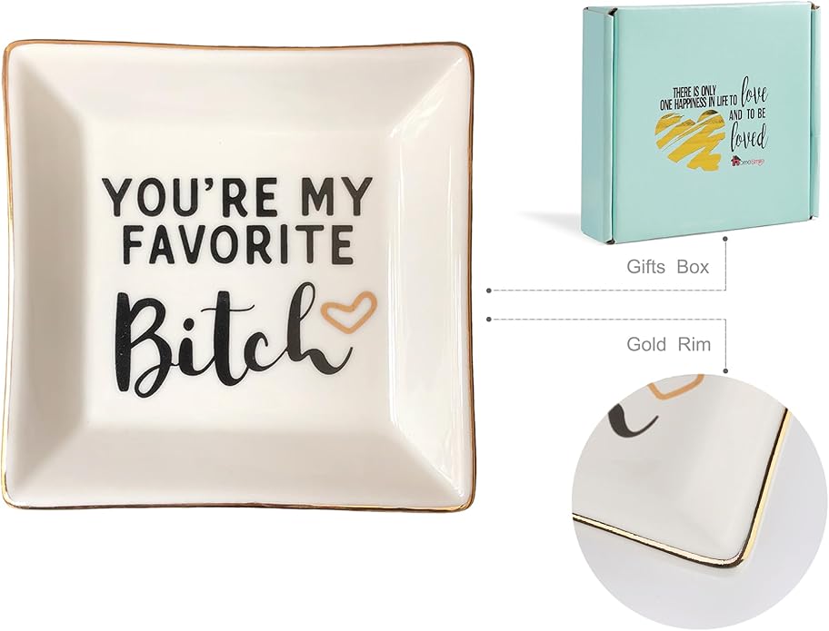 HOME SMILE Ceramic Ring Dish Jewelry Tray for Mom Sister Friends