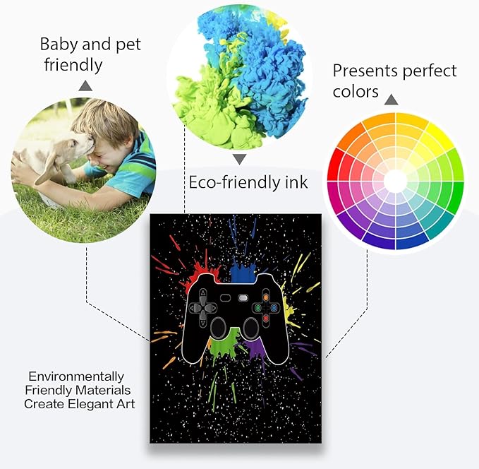 Game Room Decor Gaming Graffiti Wall Art Gamepad Painting Banksy Canvas Wall Art Pop Art Wall Decor Ready to Hang 12x16 Inch