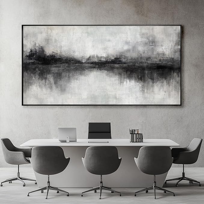 Large Abstract Canvas Wall Art Black and Grey Art Pictures for Wall Decor 29"x58" Artwork Decoration for Living Room Framed Neutral Wall Prints Kitchen