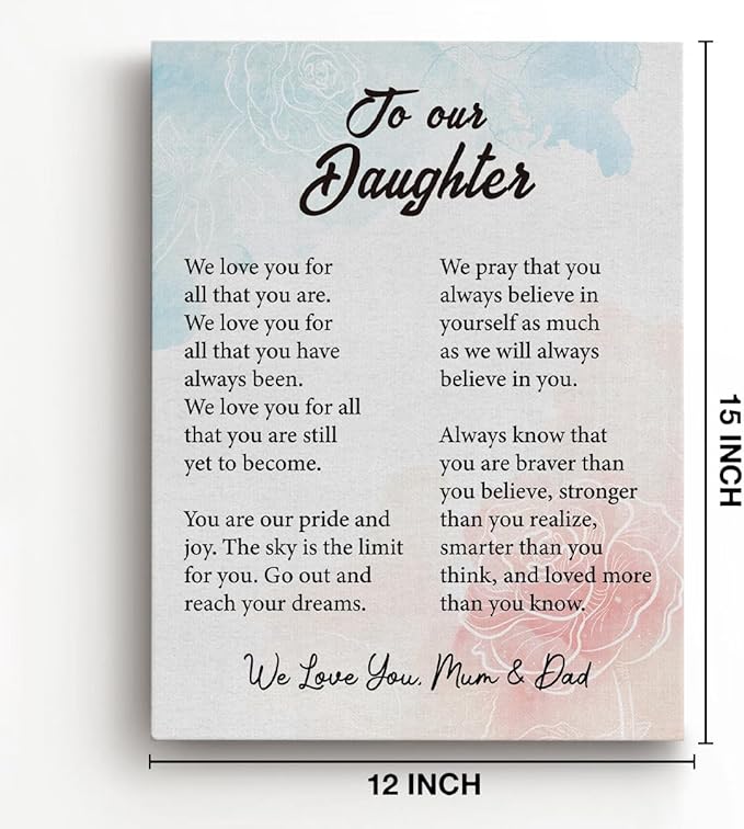 Inspirational Daughter Canvas Wall Art - Gifts for Daughter Canvas Prints Framed Paintings Artwork Ready to Hang Home Bedroom Girls Room Wall Decor 15 x 11.5 Inches